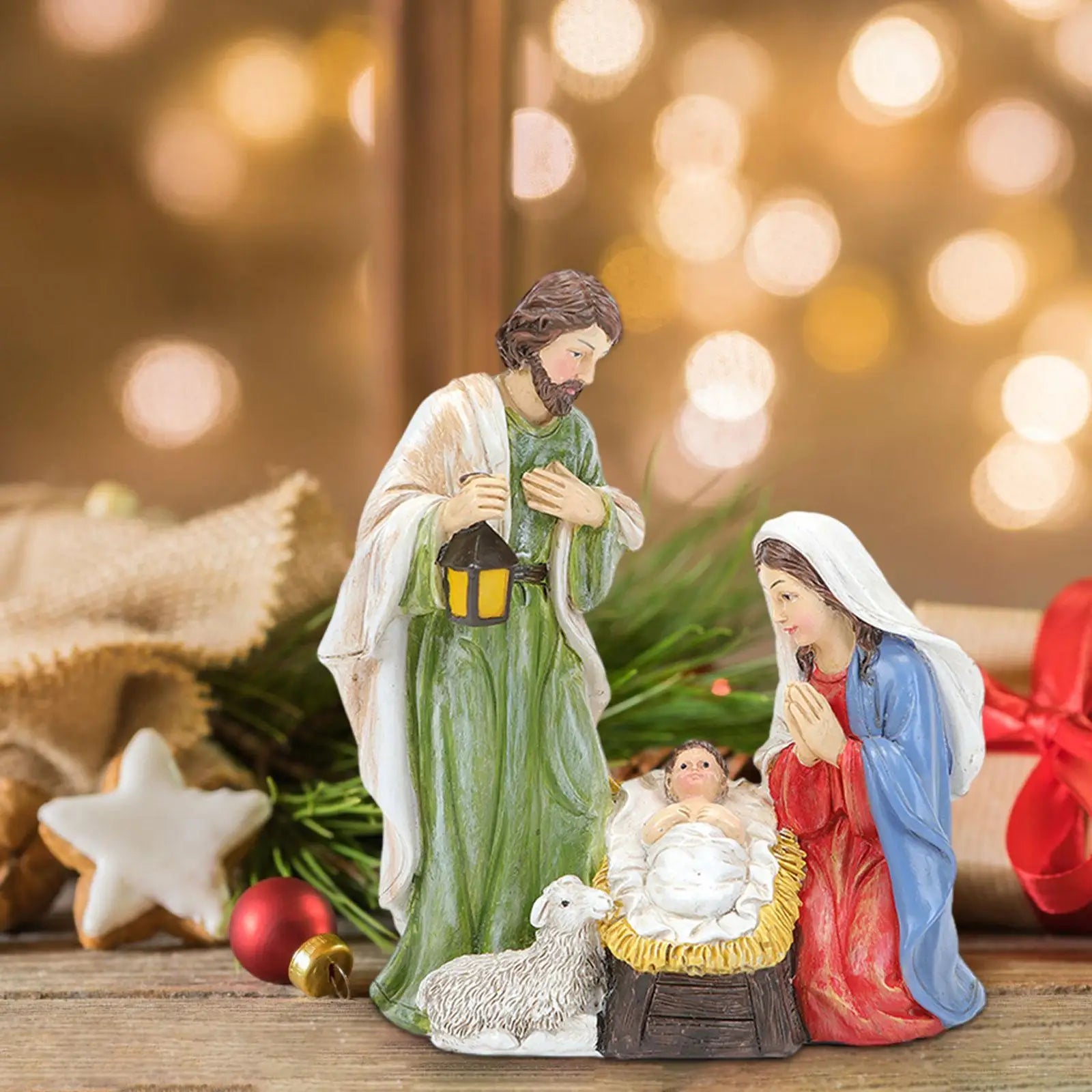 Christmas Nativity Scene Figurines Religious Gift Easter Display Ornament Table Centerpiece Jesus Birth Decoration Decors