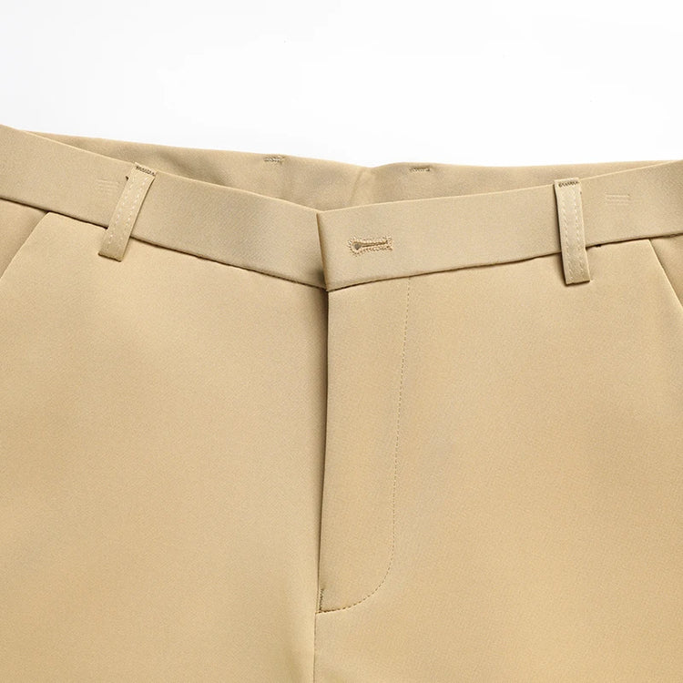 Mens Thin Stretch Straight Summer Pants Silky No-Iron Fabric