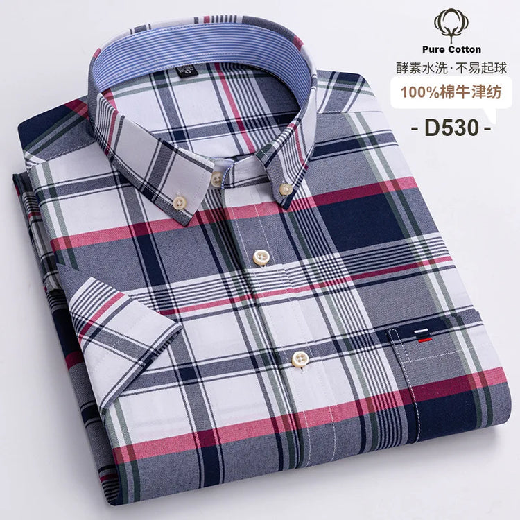 Mens Plaid Short Sleeve Shirt