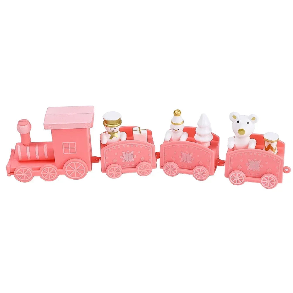 Christmas Train Painted Wooden Plastic  Mini Christmas Tree Train Christmas Decorations Festival Party Xmas Table Top Ornament