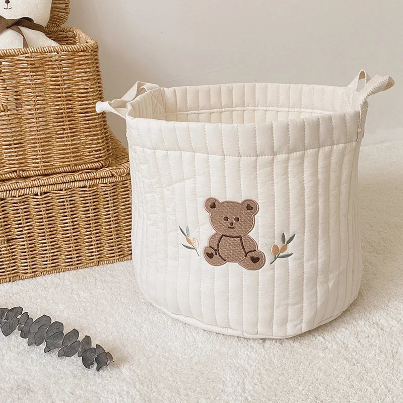 Diaper Bag Baby Items Toy Storage Bag for Newborn Crib Organizer Bedding Cotton Embroidery Mommy  Multipurpose storage basket