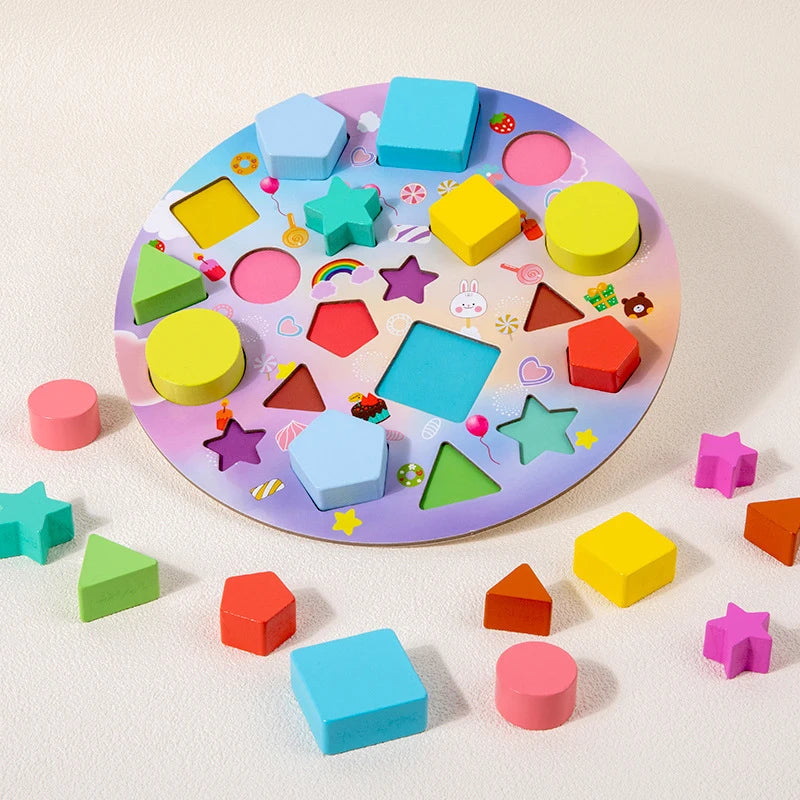 Montessori Shape Matching Puzzle for Toddlers Educational Toy for Early Learning Color Recognition Birthday Gift Toys