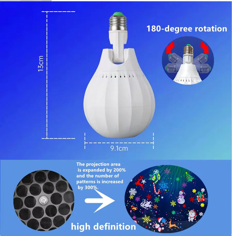 Christmas Window Projector LED Snowflake Snow Elk Laser Projector 16 Patterns Projection Lamp Xmas Party Home Door Decoration