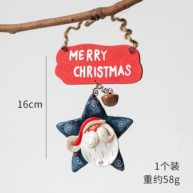 Christmas Resin Tree Decorations Santa Snowman Angel Pendant Ornament DIY Kids Toys Noel Navidad Kerst 2023