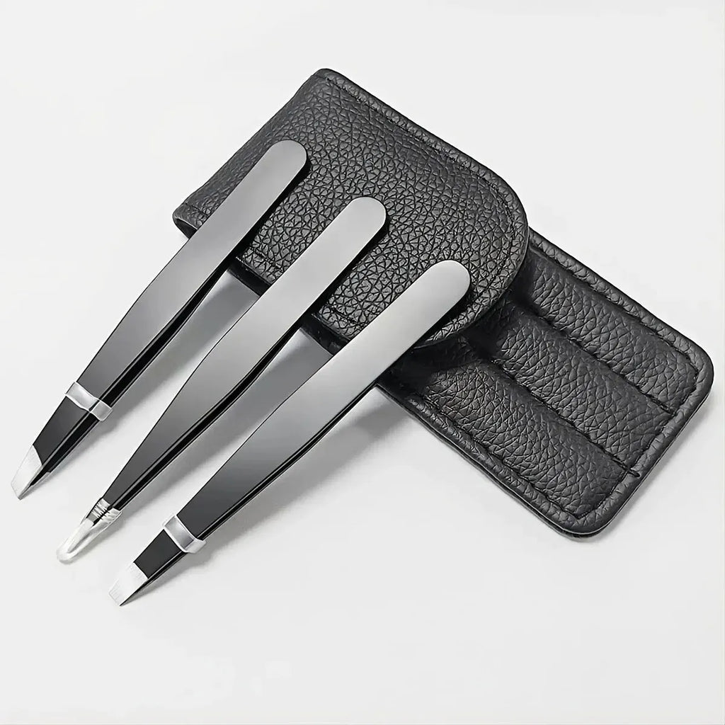 Tweezers Set 3-4pcs Premium Stainless Steel Eyebrow Precision Sharp Tip Tweezers for Body Ingrown and Facial Hair Removal
