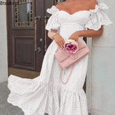 womens-strapless-lace-ruffle-summer-dress