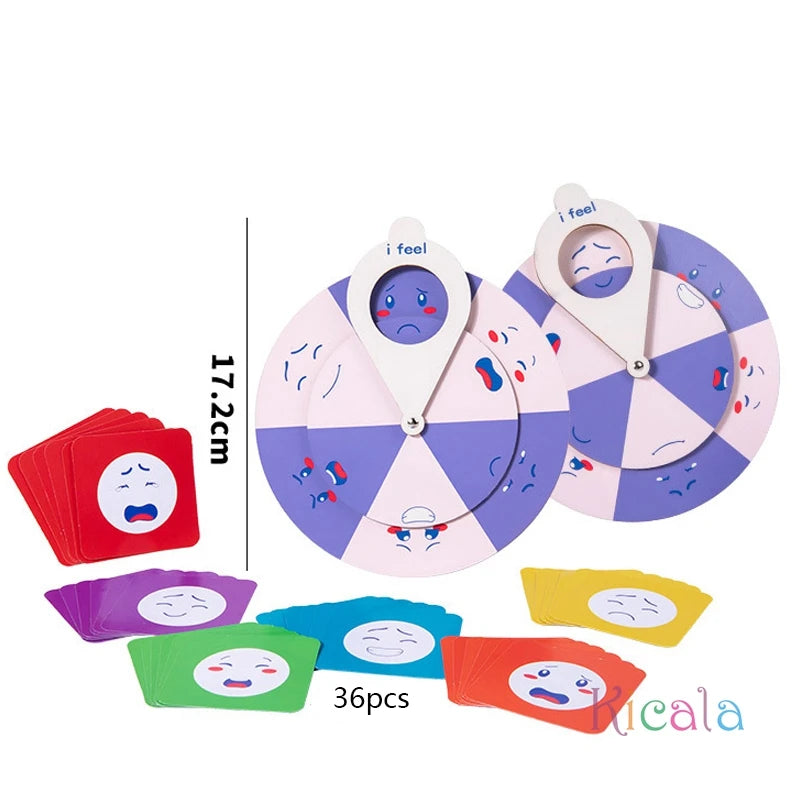 Family Fun Puzzle Game Wooden Expression Spinners Hand-Eye Coordination Challenge Interactive Toy Board Table Game Gift For Kids