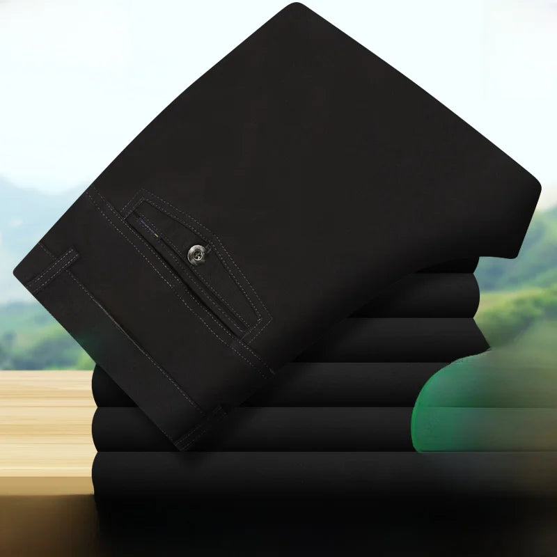 2025 Mens High Waist Loose Straight Cotton Casual Pants