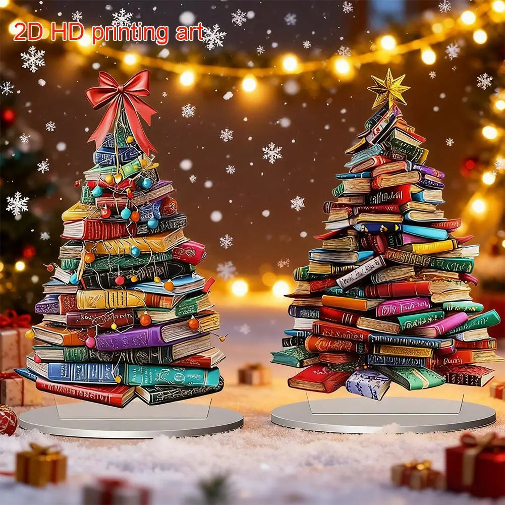 Christmas Theme Book Christmas Tree Acrylic Ornament Decoration Home Creative Tabletop Decoration Festival Birthday Gifts