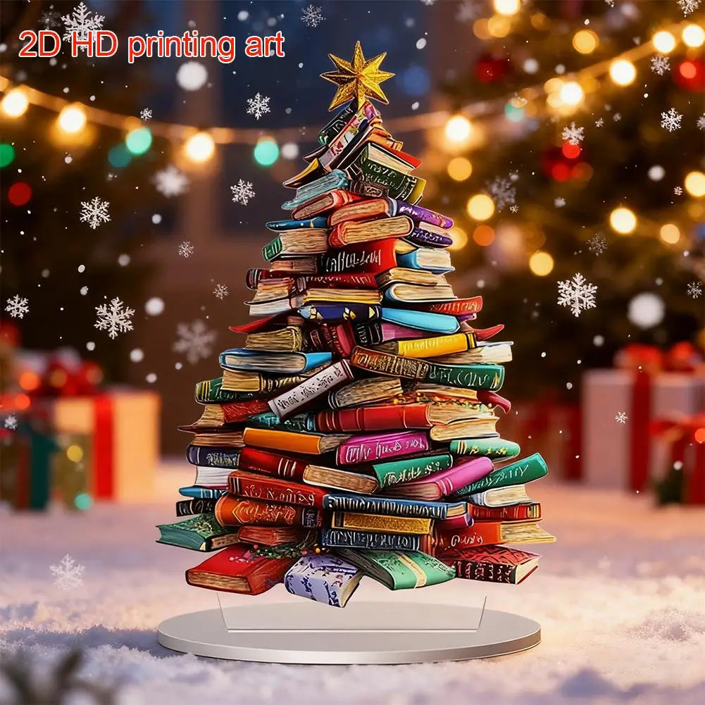 Christmas Theme Book Christmas Tree Acrylic Ornament Decoration Home Creative Tabletop Decoration Festival Birthday Gifts