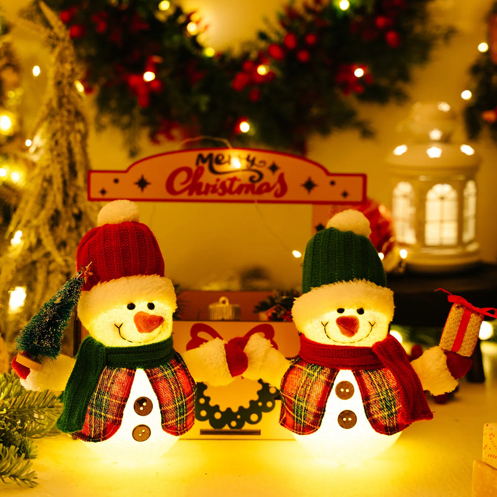 Christmas Glowing Snowman Decoration with Lights Snowman for Table Ornament Creative Gift Decoracion Para El Hogar