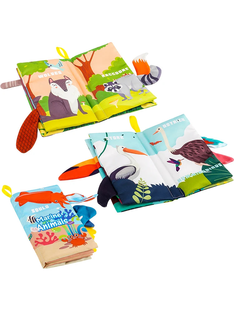 Baby Books Toys, Baby Books 0-6 Months, 3PCS Touch and Feel Cloth Crinkle Soft Books, Toys for 0-3-6-12-18 Months Infant Newborn