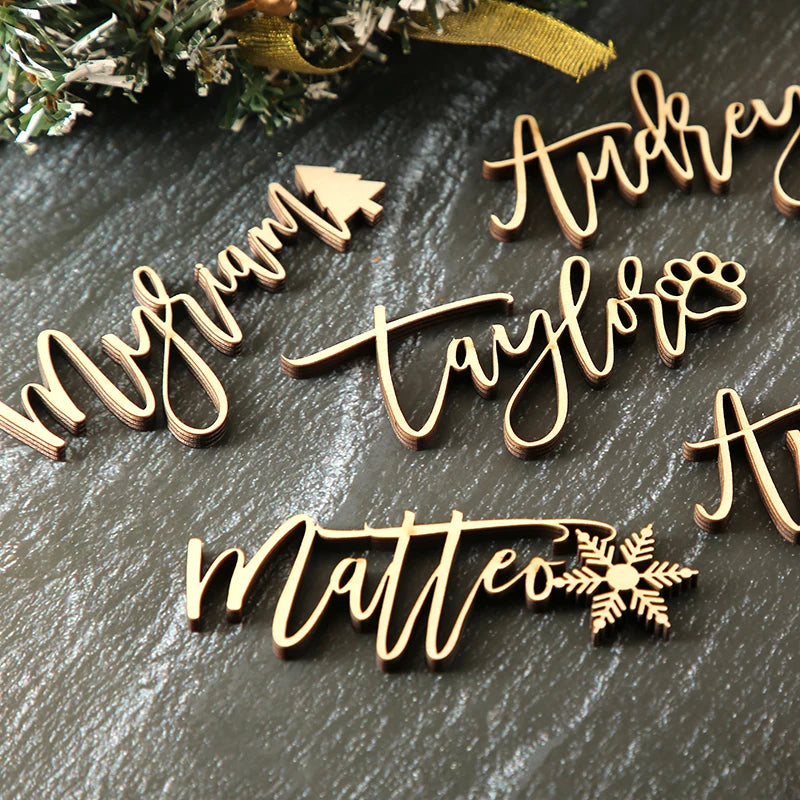 Christmas place cards Christmas stocking tags Merry Christmas gift tags personalized Christmas tags with decors, Wooden paw