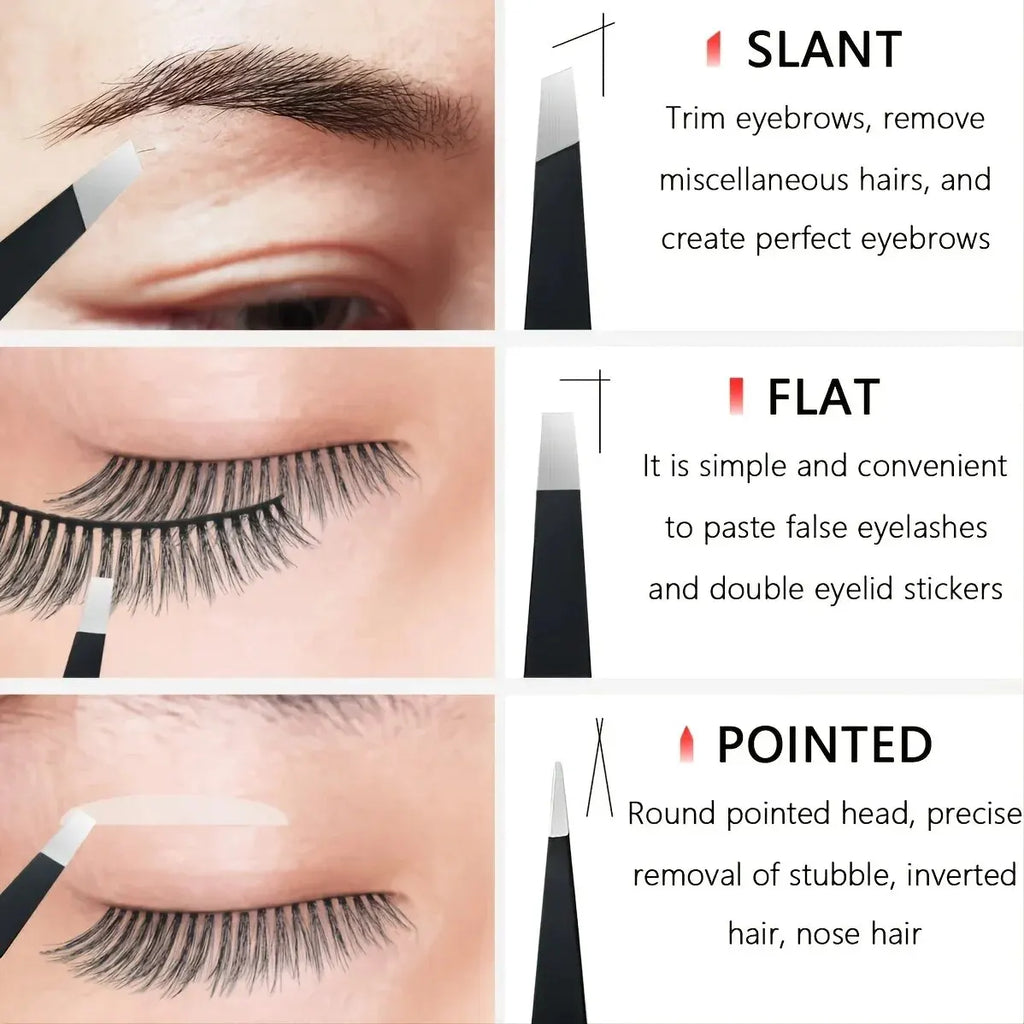 Tweezers Set 3-4pcs Premium Stainless Steel Eyebrow Precision Sharp Tip Tweezers for Body Ingrown and Facial Hair Removal