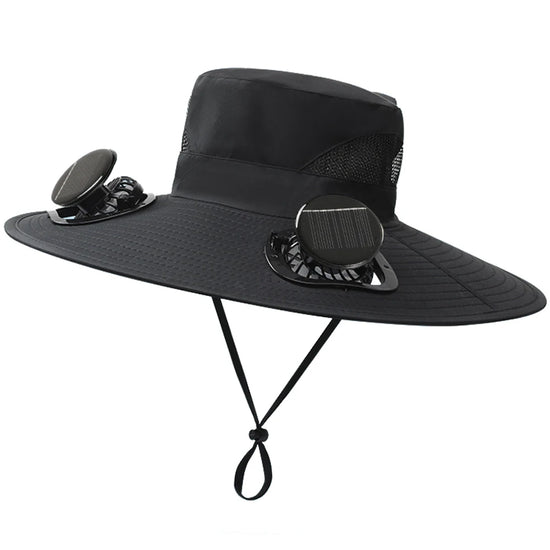 Outdoor Wide Brim Sun Hat with Solar Fans UPF 50+
