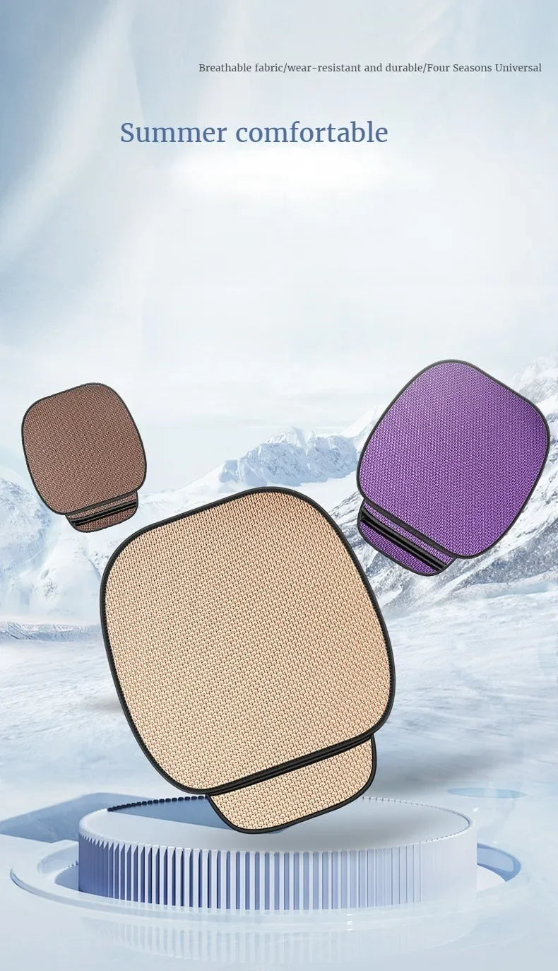 Breathable Ice Silk Car Seat Cushion Non-slip and Wear-resistant Solid Color Ice Silk Car Seat Cover, Universal Fit Most Cars