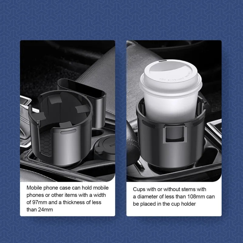 Car Cup Holder Expander Cupholder Adapter Multipurpose Auto Interior Expandable Organizer Storage Accessories With Phone Holder