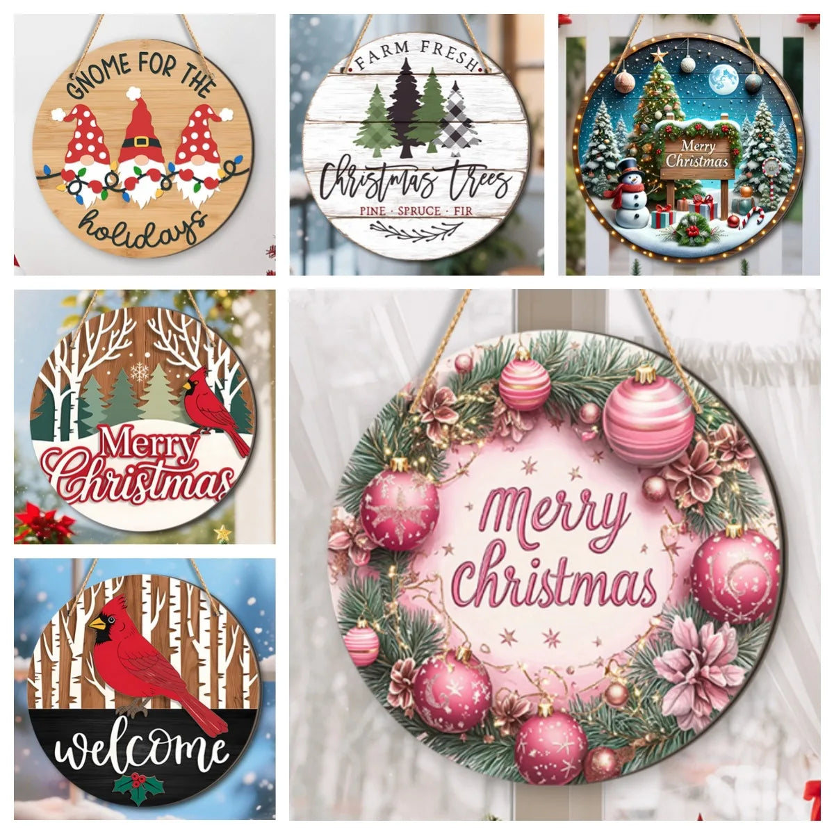 Christmas Christmas Tree Welcome Sign 2d Flat Wooden Holiday Party Hanging Sign Ornaments For Home Garden Decor Christma