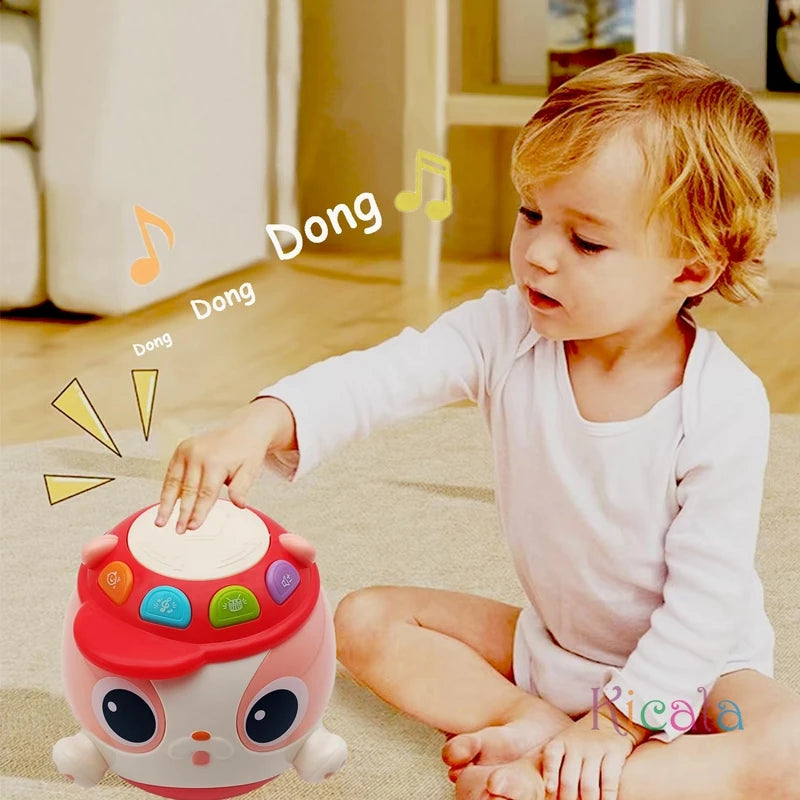 Baby Music Toys Tummy Drum Tumbler Toy Music & Light Early Development Learning Toddler Toy Musical Dog for Boy Girl Gifts