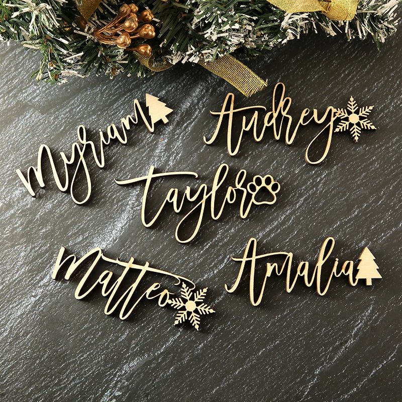 Christmas place cards Christmas stocking tags Merry Christmas gift tags personalized Christmas tags with decors, Wooden paw