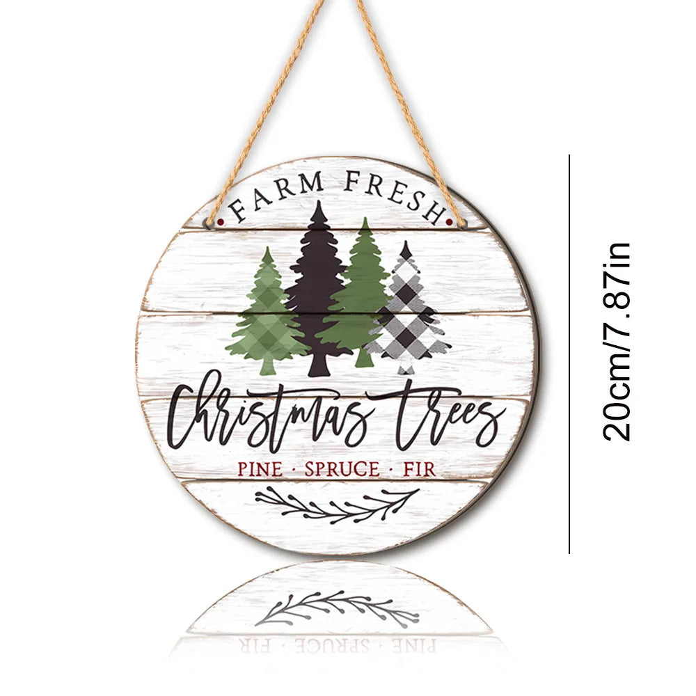 Christmas Christmas Tree Welcome Sign 2d Flat Wooden Holiday Party Hanging Sign Ornaments For Home Garden Decor Christma
