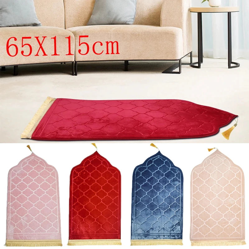 Bedroom Decoration Kneel Travel Rug Non-slip Prayer Mat Flannel Carpet for Muslim Ramadan Embossing Floor Carpets Portable Home