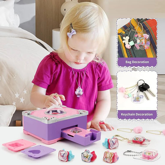 Girls Toys 3D Magic DIY Sticker Machine Jewelry Making Kit for Kids DIY Handmade ring Bracelet Creative Hand-Made Gift Box Set