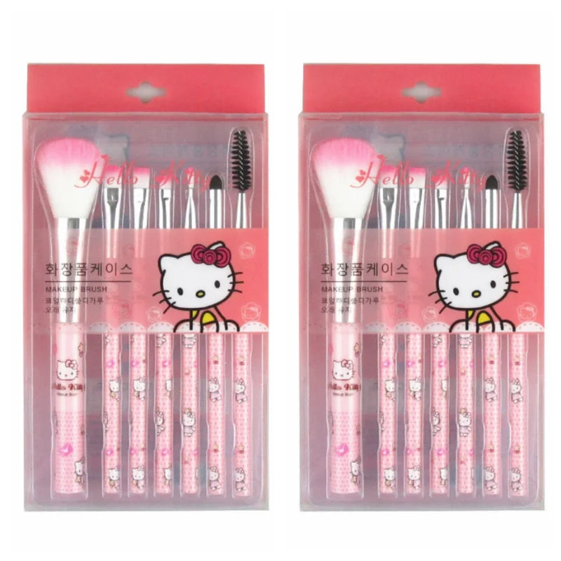 Sanrio Makeup Brush Set Hello Kitty Anime Fashion Jewelry Blush Eyebrow Lip Eyeshadow Brush Beauty Tools Girls Gift With Box