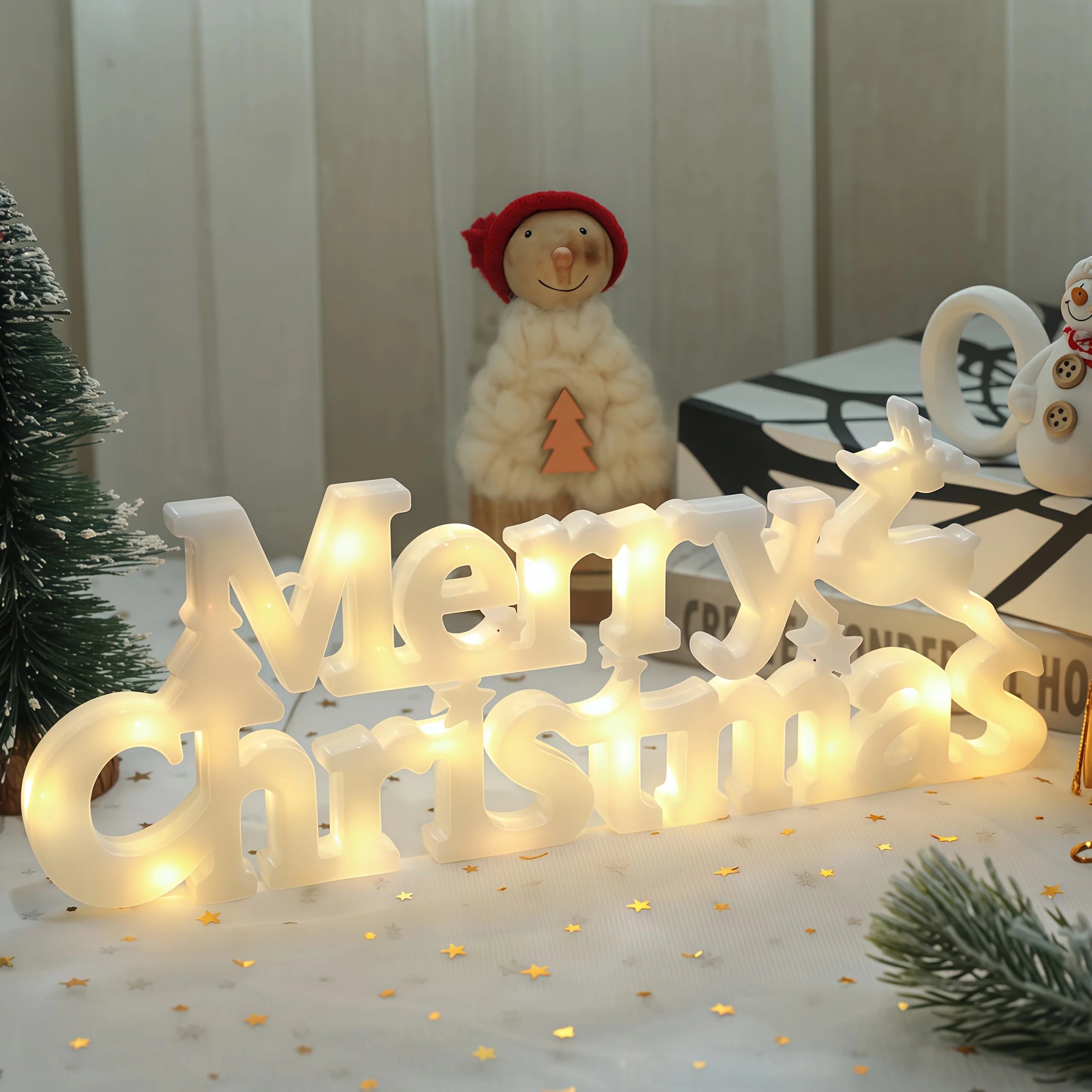 Christmas Decoration New Year Xmas Merry Christmas LED Letter Tag Light String Fairy Garland Home Decoration Christmas Noel Gift
