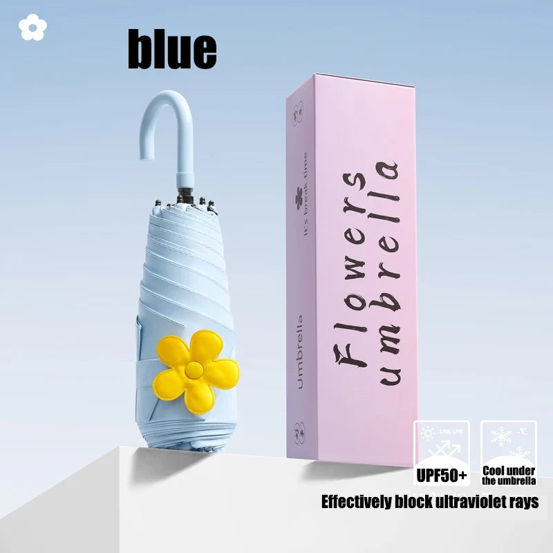 Small Curved Hook Petal Umbrella Women's Dual-purpose Sun Umbrella Small and Fresh Mini Sun Umbrella Compact and Convenient