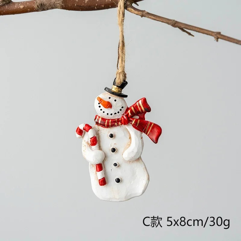 Christmas Resin Tree Decorations Santa Snowman Angel Pendant Ornament DIY Kids Toys Noel Navidad Kerst 2023