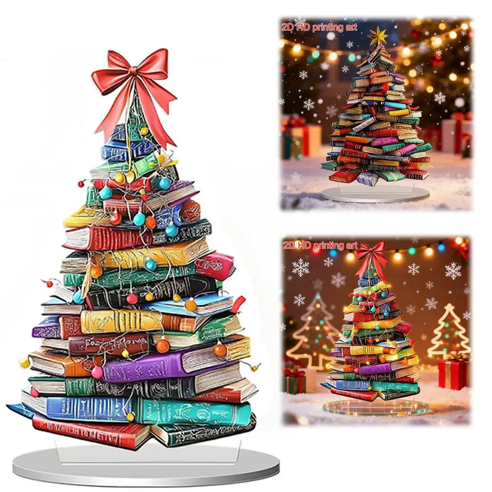 Christmas Theme Book Christmas Tree Acrylic Ornament Decoration Home Creative Tabletop Decoration Festival Birthday Gifts