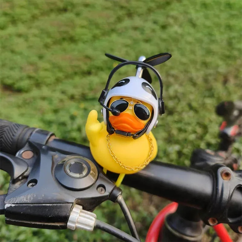 New! Funny Middle Finger Rubber Duck for Bike Car Dashboard Decorations Yellow Duck with Propeller Motorcycle Car Decoration