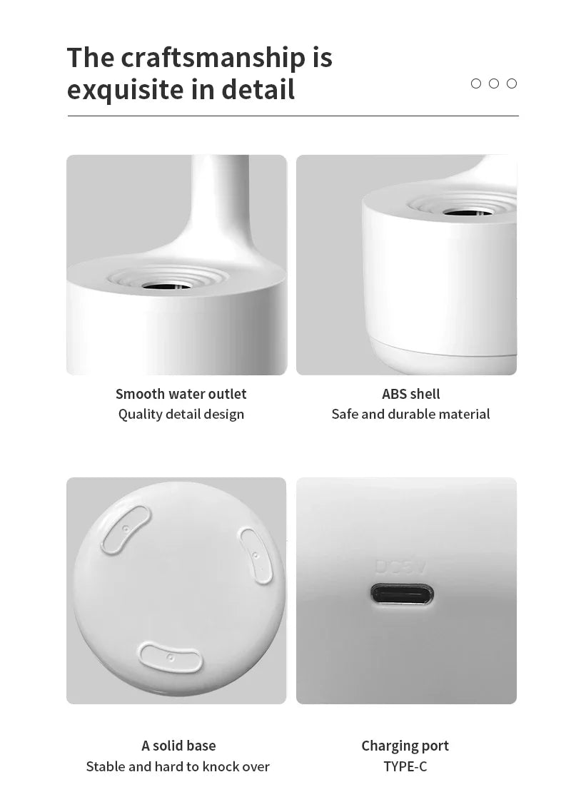 TINSOL New Mist Humidifier Desktop Mute Large Capacity Small Household Air Humidifier Office Bedroom Air Purifying Atomizer