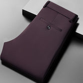 Mens Thin Stretch Straight Summer Pants Silky No-Iron Fabric