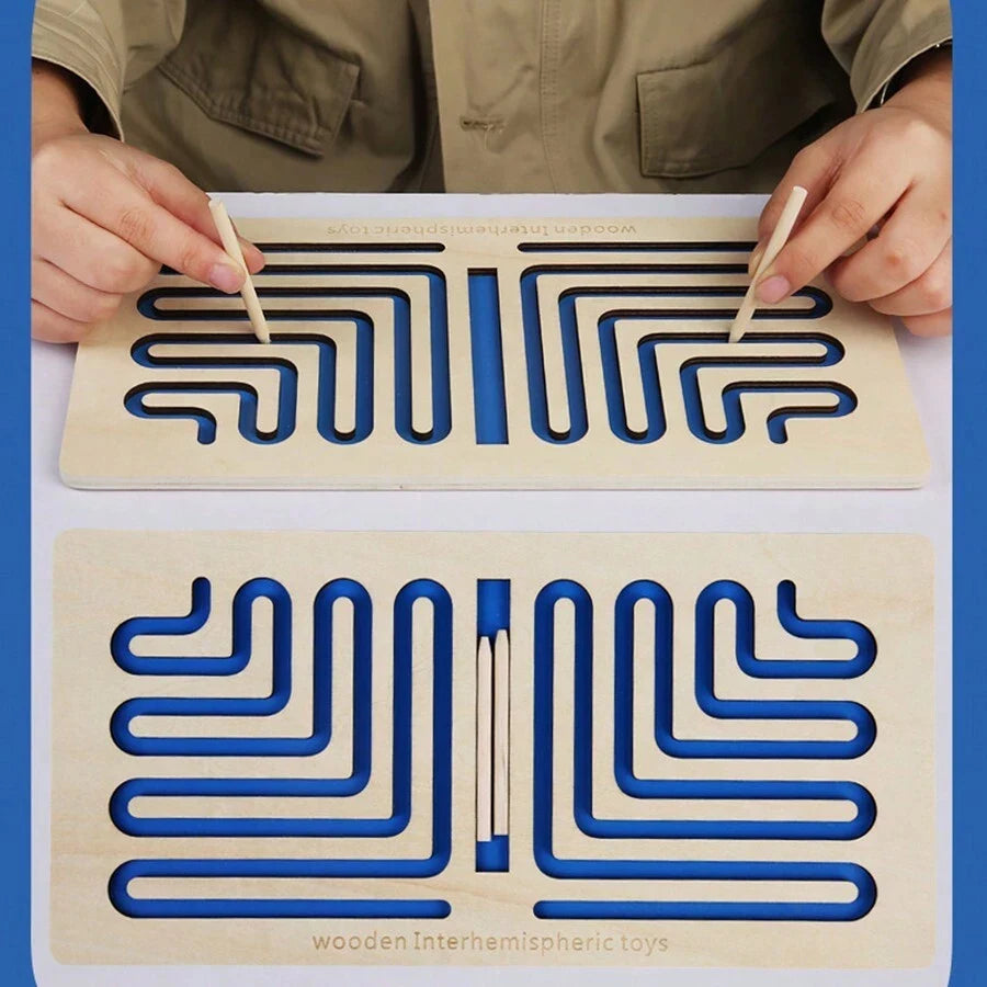 Children Left Right Brain Puzzle Toy Pen Movement Trajectory Control Training Hand Brain Coordination Wooden Educational Toys