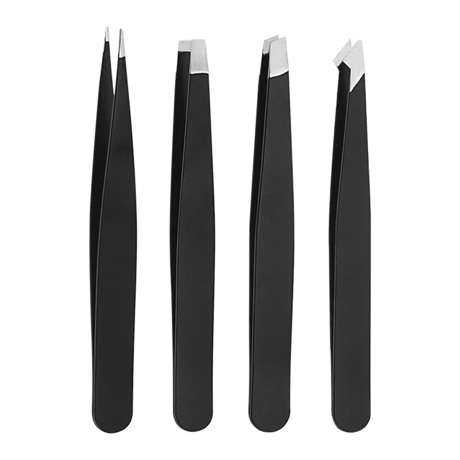 Tweezers Set 3-4pcs Premium Stainless Steel Eyebrow Precision Sharp Tip Tweezers for Body Ingrown and Facial Hair Removal