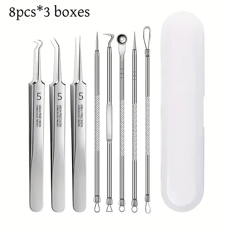 8 PCS Stainless Steel Acne Clip, Cell Clip, Blackhead Clip, Acne Needle, Beauty Salon Acne Needle, Acne Needle Tool