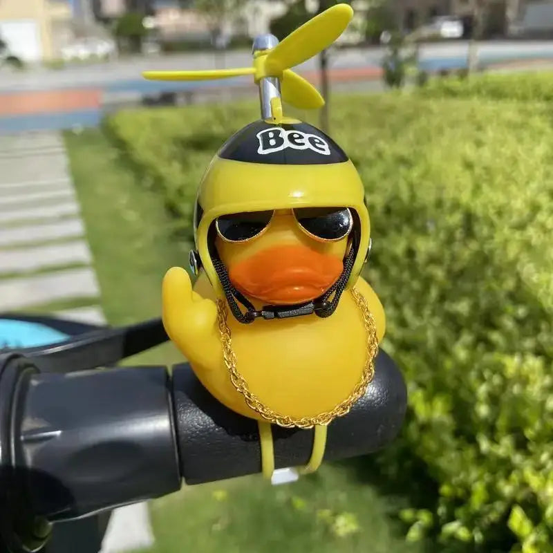 New! Funny Middle Finger Rubber Duck for Bike Car Dashboard Decorations Yellow Duck with Propeller Motorcycle Car Decoration