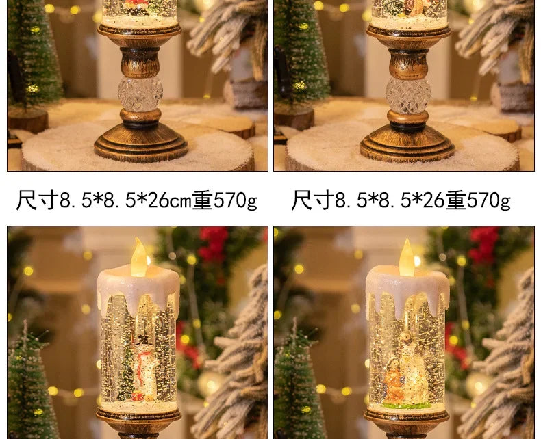 Christmas Decorations Candles Christmas Crystal Snow Lights Children's Birthday Christmas Gifts Scene Layout Holiday Decoration