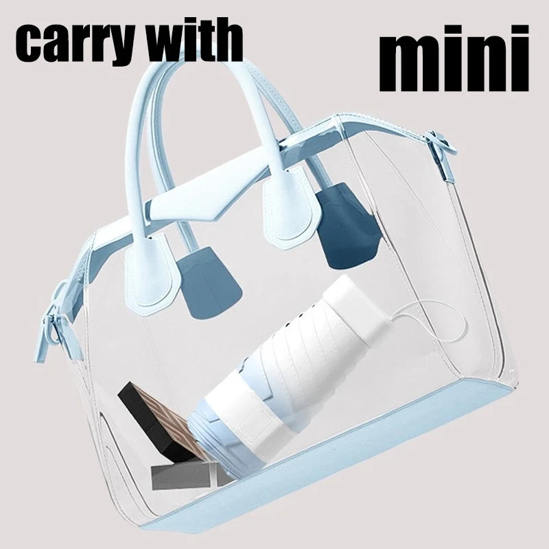 Mini Gradient Colour Folding Umbrella With UV Protection Casual Durable Compact Umbrella For Men's & Women's Outdoor Activities