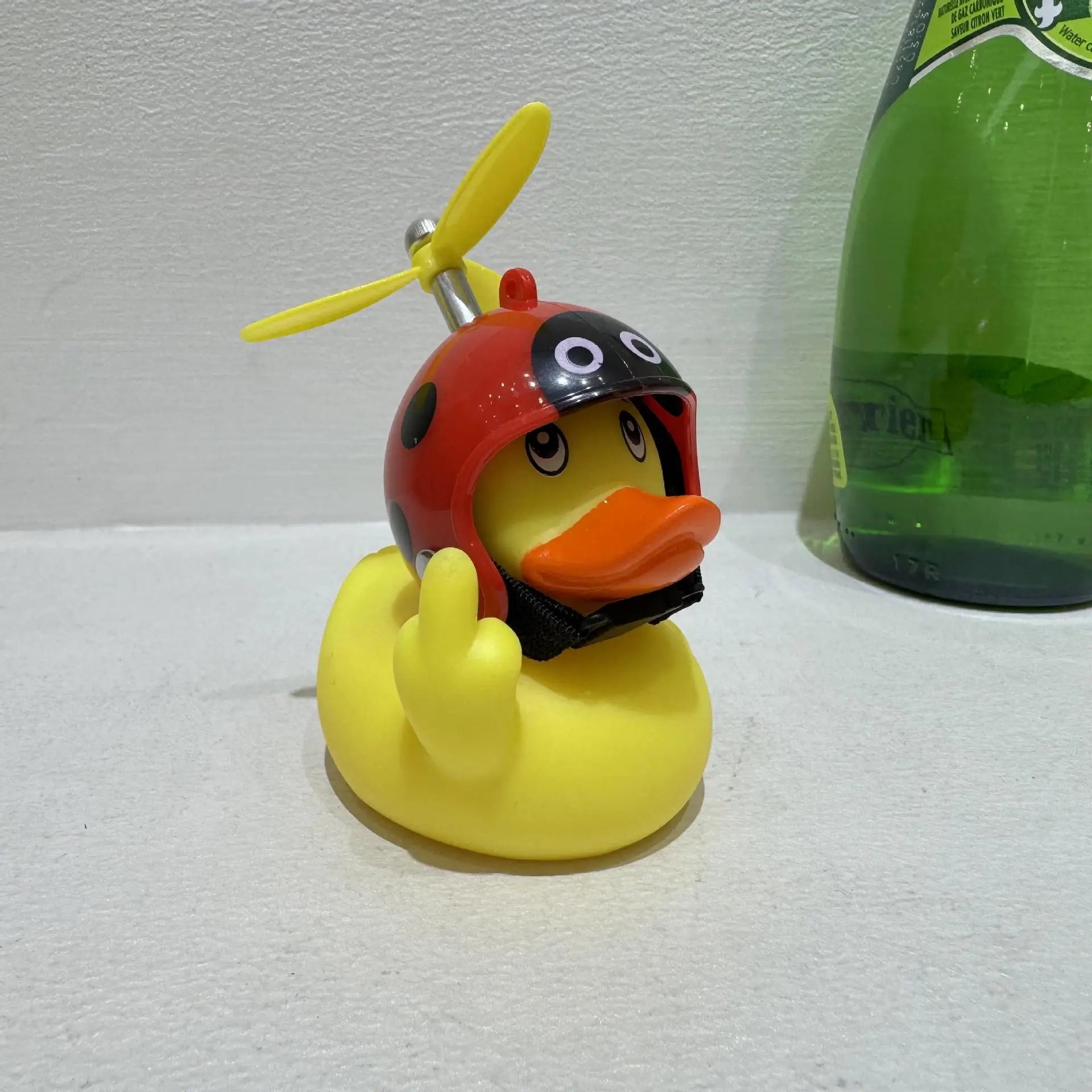 New! Funny Middle Finger Rubber Duck for Bike Car Dashboard Decorations Yellow Duck with Propeller Motorcycle Car Decoration