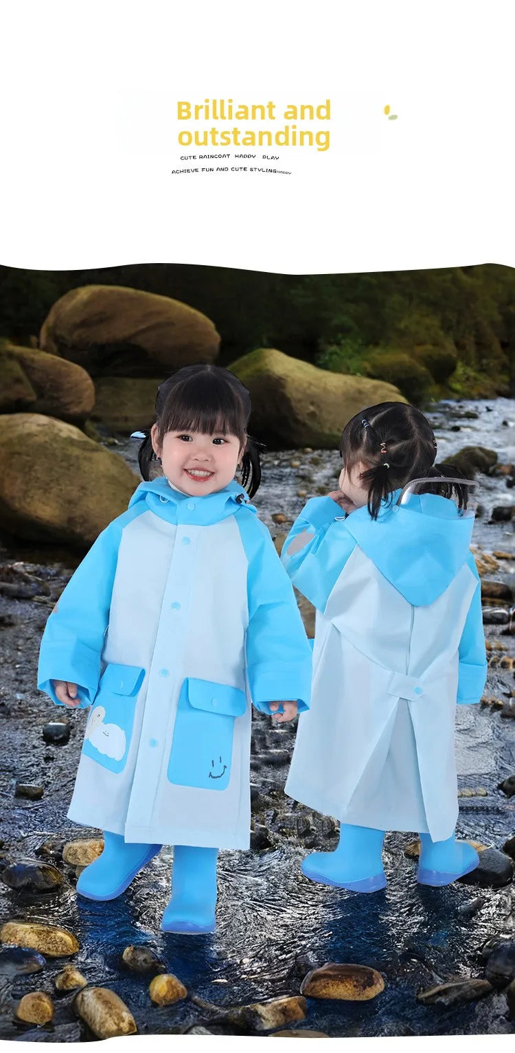 Children's Raincoat for Boys Girls,Full Body Waterproof,Kindergarten Baby for School,Student Only, with Backpack Space, Raincoat