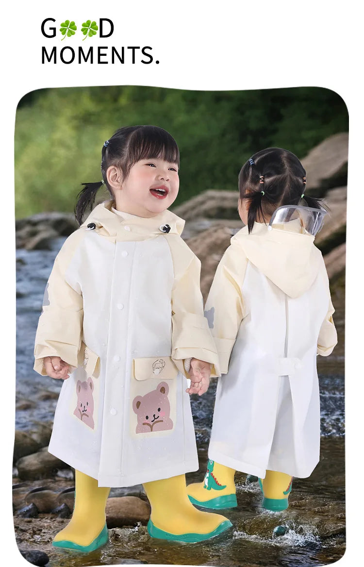 Children's Raincoat for Boys Girls,Full Body Waterproof,Kindergarten Baby for School,Student Only, with Backpack Space, Raincoat