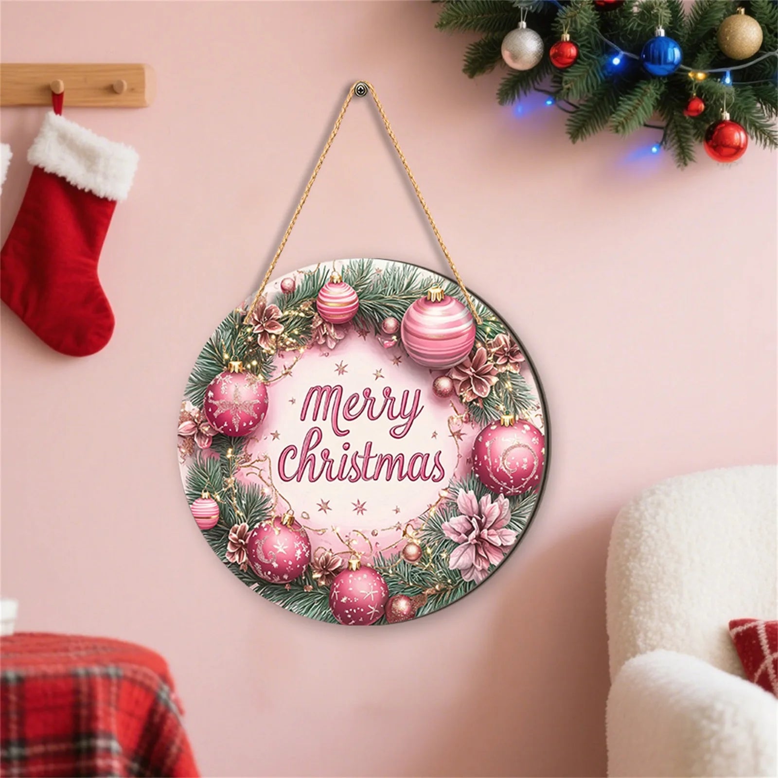 Christmas Christmas Tree Welcome Sign 2d Flat Wooden Holiday Party Hanging Sign Ornaments For Home Garden Decor Christma