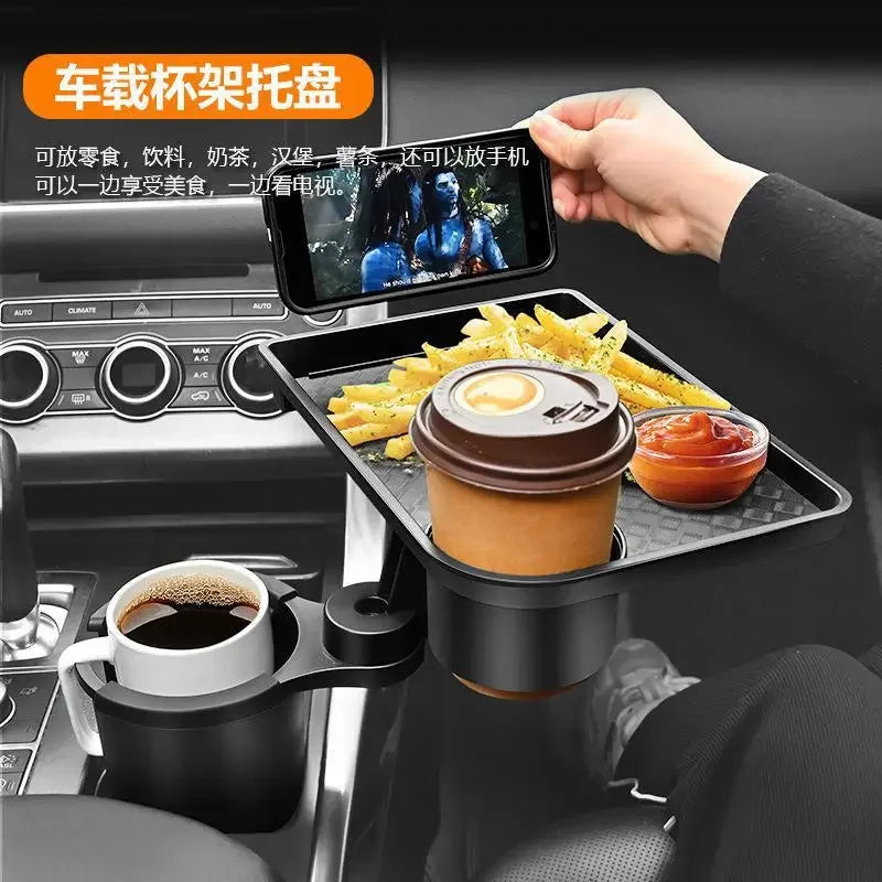 Universal Car Cup Holder Tray With Dual Cup Holder Organized Table Food Car Tray Portable Adjustable Drink Stand