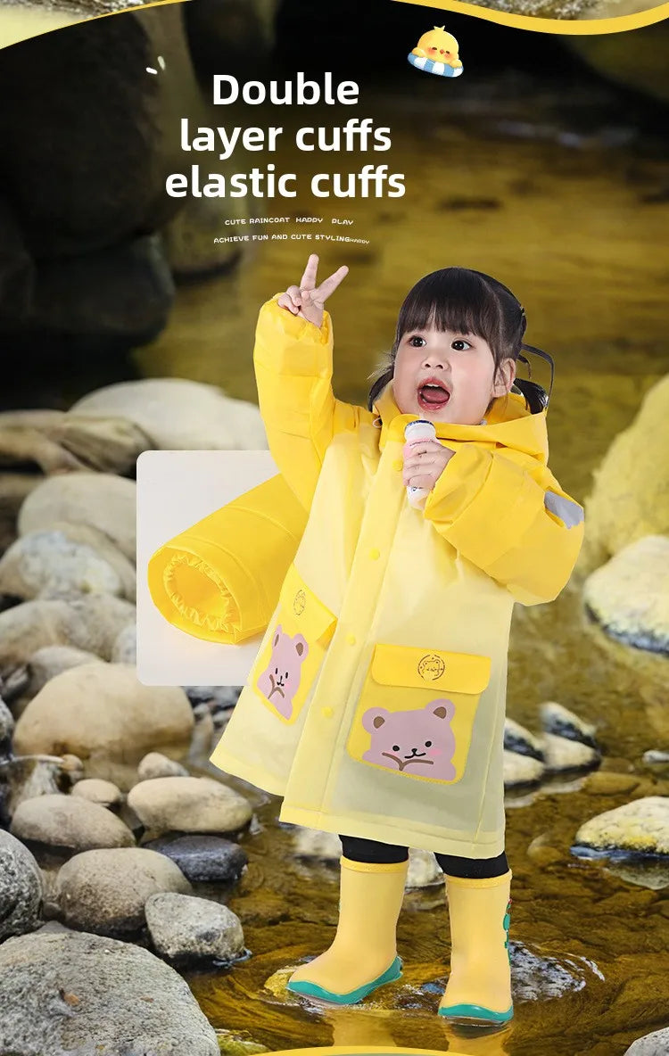 Children's Raincoat for Boys Girls,Full Body Waterproof,Kindergarten Baby for School,Student Only, with Backpack Space, Raincoat