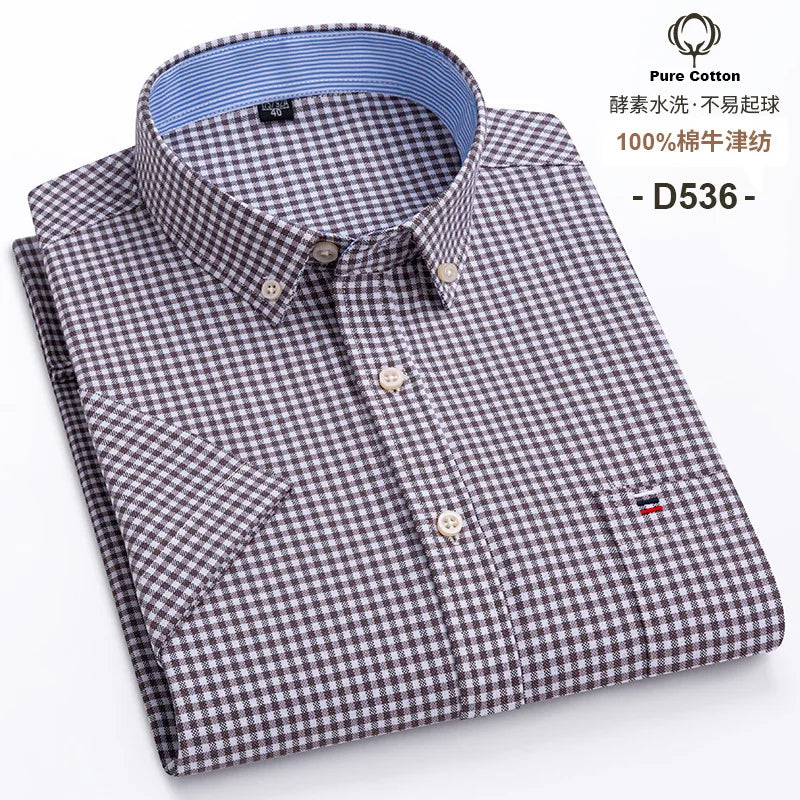 Mens Plaid Short Sleeve Shirt