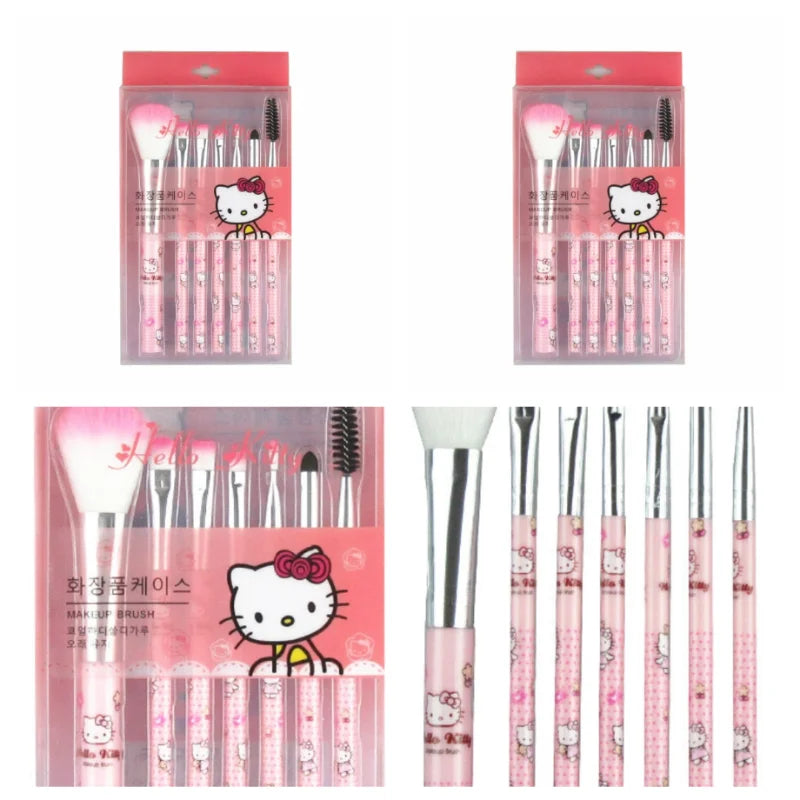 Sanrio Makeup Brush Set Hello Kitty Anime Fashion Jewelry Blush Eyebrow Lip Eyeshadow Brush Beauty Tools Girls Gift With Box
