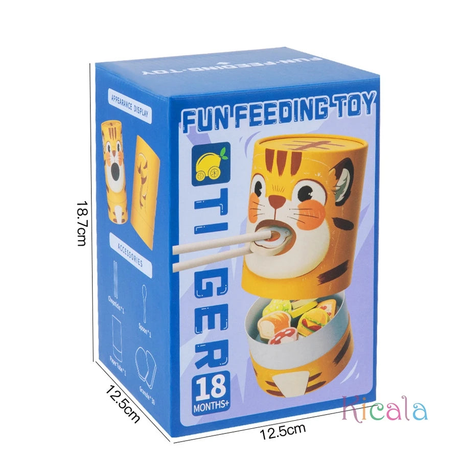 Parent child simulation tiger feeding game early childhood education baby's fine action Chopsticks spoon training toy